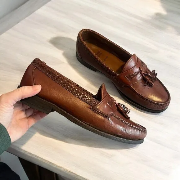 Allen Edmonds Maxfield Woven Tassel Leather Loafers Men's Size 8.5