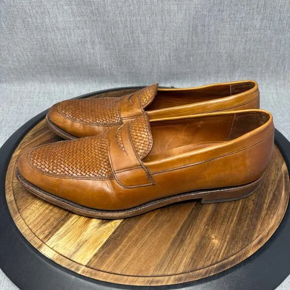 Allen Edmonds Mens 10.5 Lake Bluff Loafers Woven Chili Brown Leather Dress Shoes