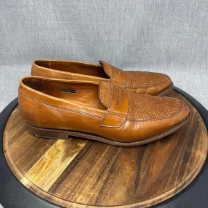Allen Edmonds Mens 10.5 Lake Bluff Loafers Woven Chili Brown Leather Dress Shoes