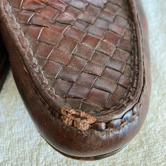 Allen Edmonds Men's Ivanhoe Woven Vamp Penny Loafers Brown Dress Shoes Size 11