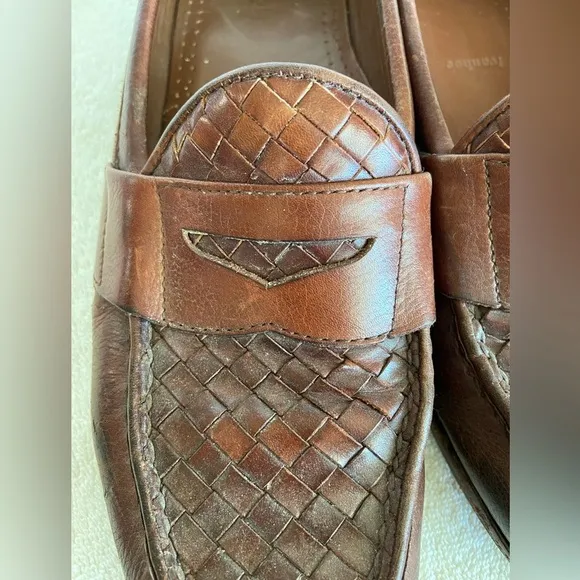 Allen Edmonds Men's Ivanhoe Woven Vamp Penny Loafers Brown Dress Shoes Size 11
