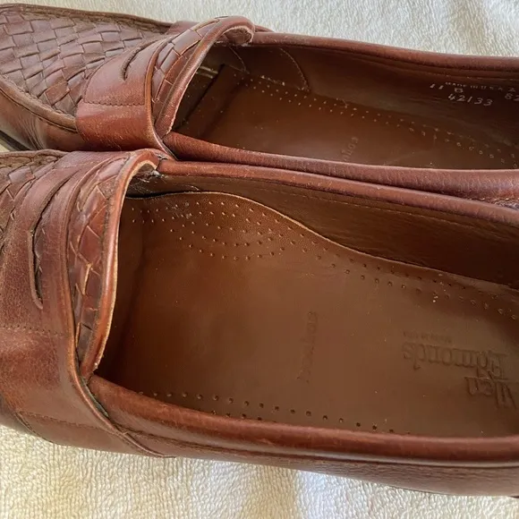 Allen Edmonds Men's Ivanhoe Woven Vamp Penny Loafers Brown Dress Shoes Size 11