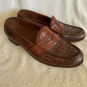 Allen Edmonds Men's Ivanhoe Woven Vamp Penny Loafers Brown Dress Shoes Size 11