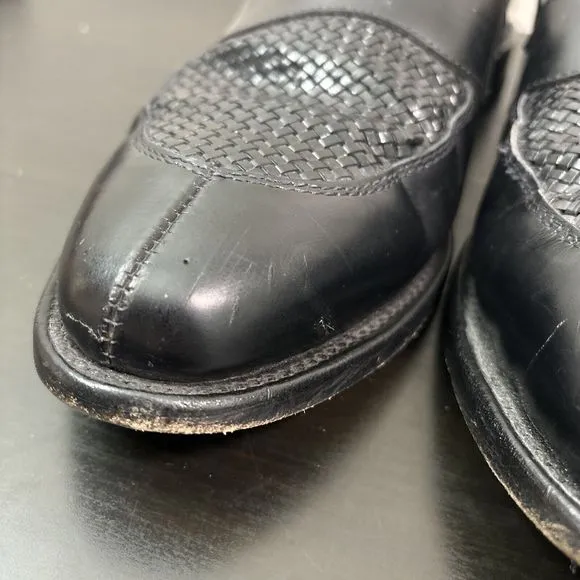 ALLEN EDMONDS Men's Leyland Black Woven Leather Penny Loafers Size 10 D