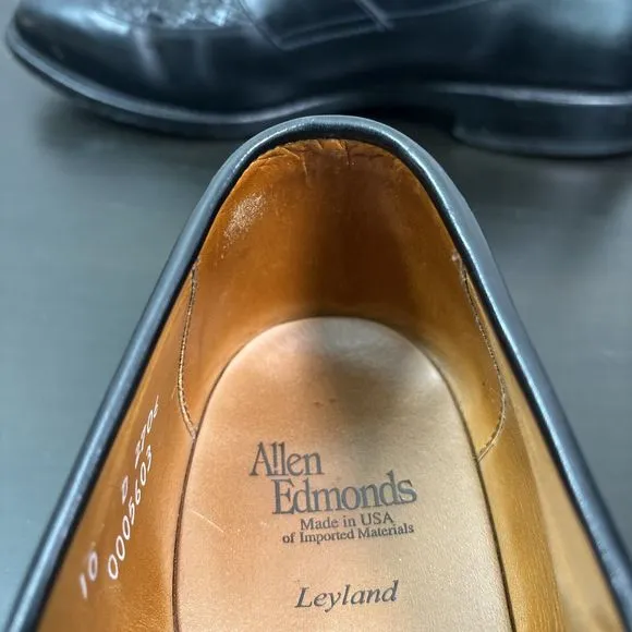 ALLEN EDMONDS Men's Leyland Black Woven Leather Penny Loafers Size 10 D