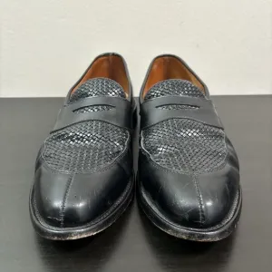 ALLEN EDMONDS Men's Leyland Black Woven Leather Penny Loafers Size 10 D