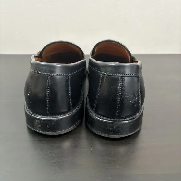 ALLEN EDMONDS Men's Leyland Black Woven Leather Penny Loafers Size 10 D