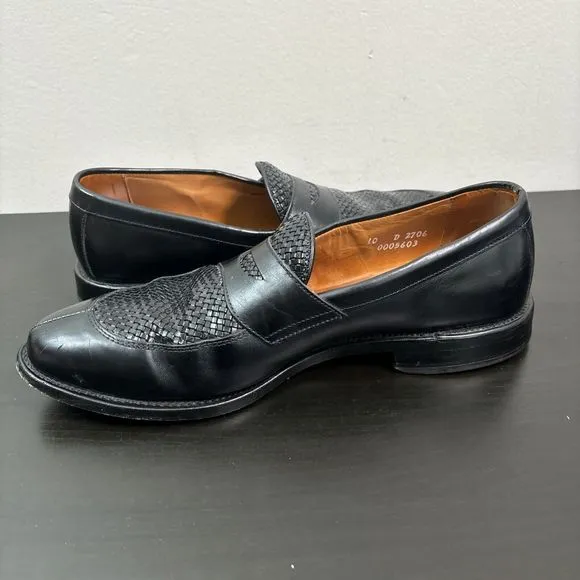 ALLEN EDMONDS Men's Leyland Black Woven Leather Penny Loafers Size 10 D