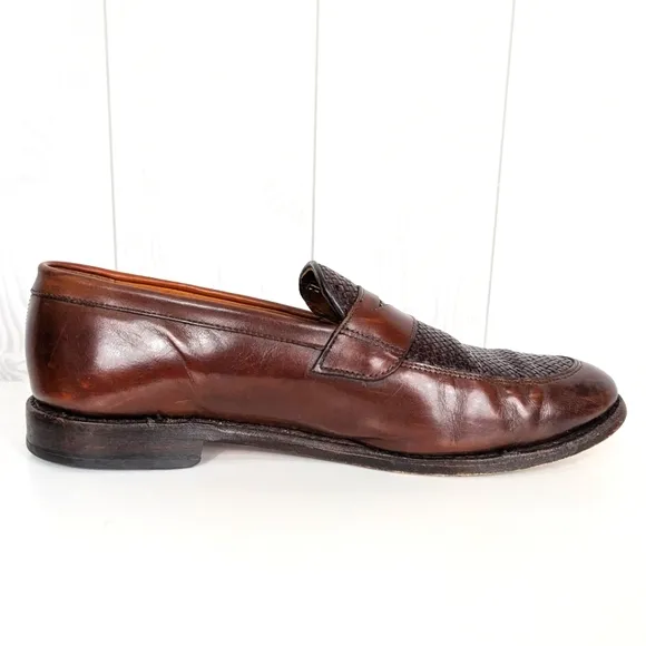 Allen Edmonds Men's Penny Loafers Size 11 D Lake Bluff Chili Brown Woven Slip-on