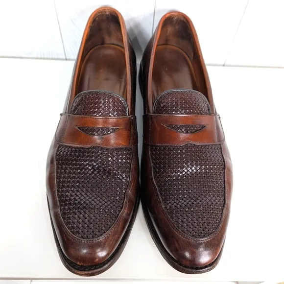 Allen Edmonds Men's Penny Loafers Size 11 D Lake Bluff Chili Brown Woven Slip-on