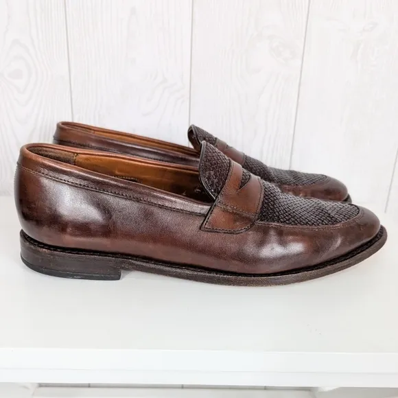 Allen Edmonds Men's Penny Loafers Size 11 D Lake Bluff Chili Brown Woven Slip-on