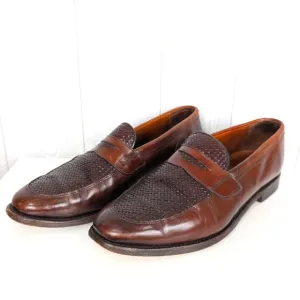 Allen Edmonds Men's Penny Loafers Size 11 D Lake Bluff Chili Brown Woven Slip-on