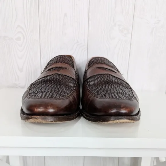 Allen Edmonds Men's Penny Loafers Size 11 D Lake Bluff Chili Brown Woven Slip-on