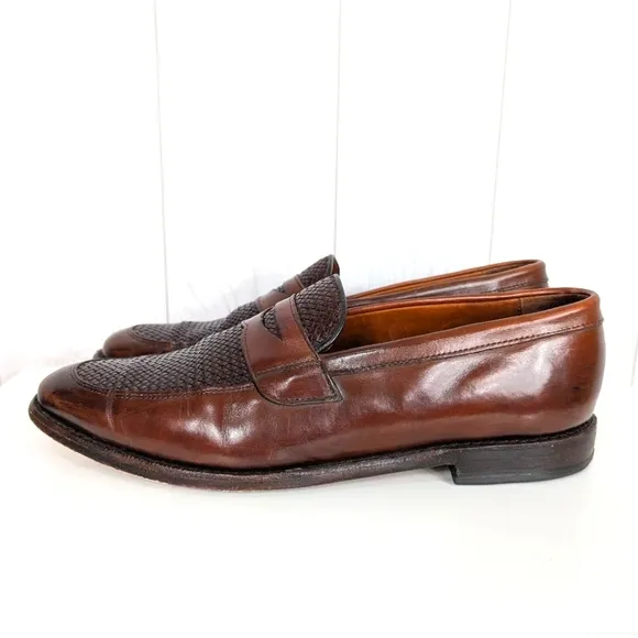 Allen Edmonds Men's Penny Loafers Size 11 D Lake Bluff Chili Brown Woven Slip-on
