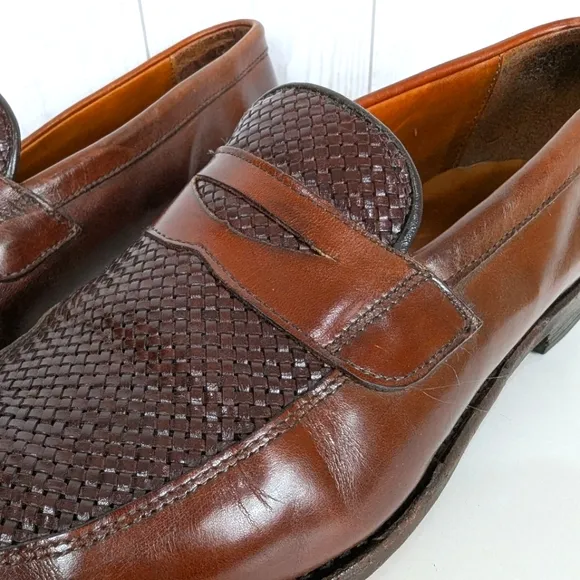 Allen Edmonds Men's Penny Loafers Size 11 D Lake Bluff Chili Brown Woven Slip-on