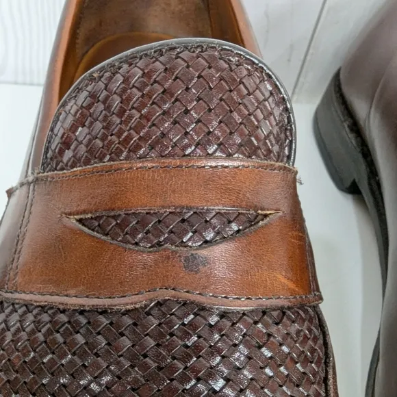 Allen Edmonds Men's Penny Loafers Size 11 D Lake Bluff Chili Brown Woven Slip-on
