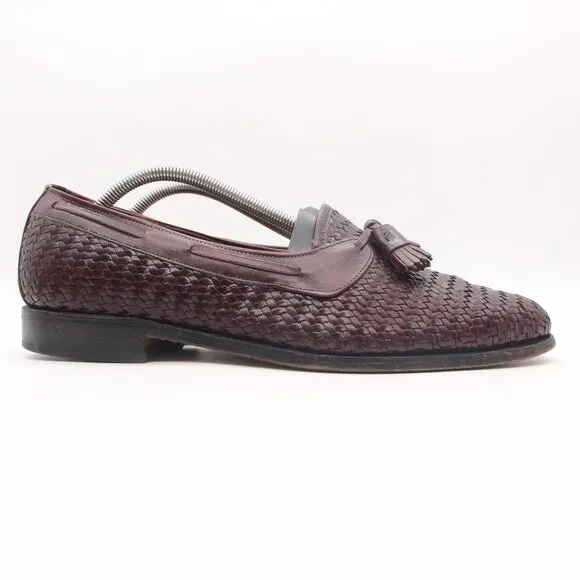 Allen Edmonds Surry Men's 11 C Narrow Woven Burgundy Leather Tassel Loafers USA