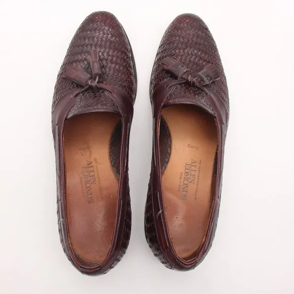 Allen Edmonds Surry Men's 11 C Narrow Woven Burgundy Leather Tassel Loafers USA
