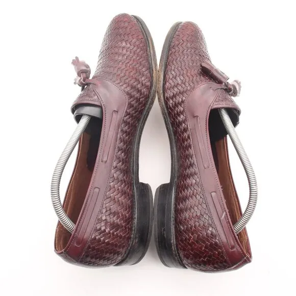 Allen Edmonds Surry Men's 11 C Narrow Woven Burgundy Leather Tassel Loafers USA