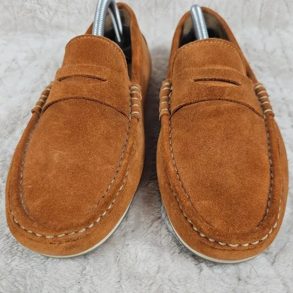 Allen Edmonds Turner Driving Loafer Mens 9 3E Suede Penny Orange Tennis Preppy