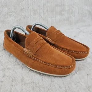 Allen Edmonds Turner Driving Loafer Mens 9 3E Suede Penny Orange Tennis Preppy