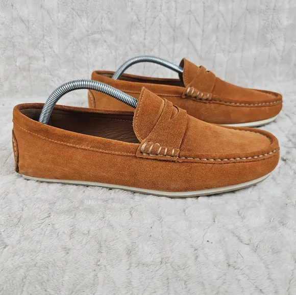 Allen Edmonds Turner Driving Loafer Mens 9 3E Suede Penny Orange Tennis Preppy