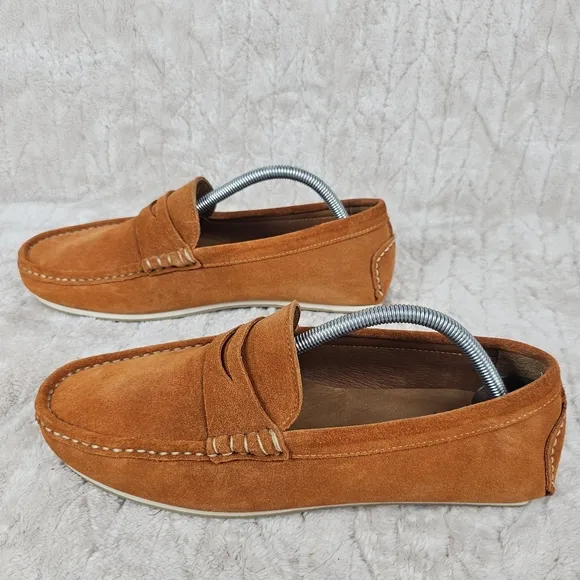 Allen Edmonds Turner Driving Loafer Mens 9 3E Suede Penny Orange Tennis Preppy