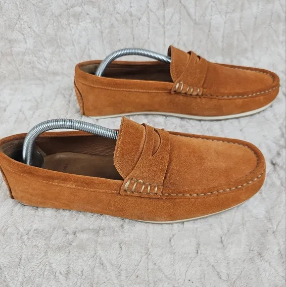 Allen Edmonds Turner Driving Loafer Mens 9 3E Suede Penny Orange Tennis Preppy