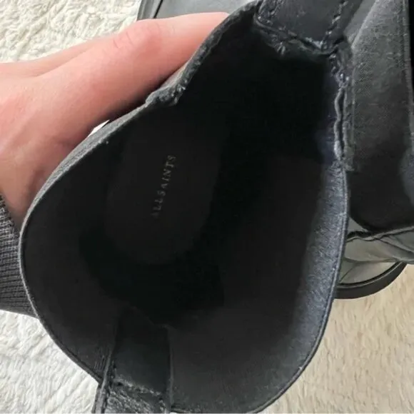 Allsaint Harlee Black Leather Lug Sole Chelsea Boots
