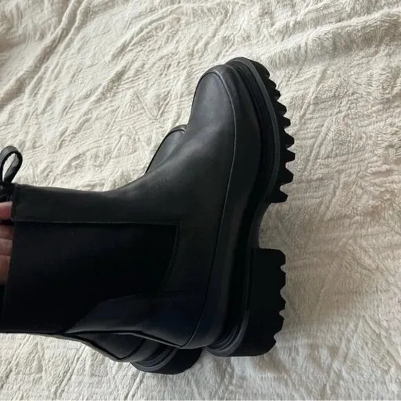 Allsaint Harlee Black Leather Lug Sole Chelsea Boots