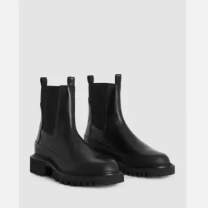 Allsaint Harlee Black Leather Lug Sole Chelsea Boots