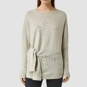 AllSaints Knot Jumper Tie Waist Sweater Wrap Knit