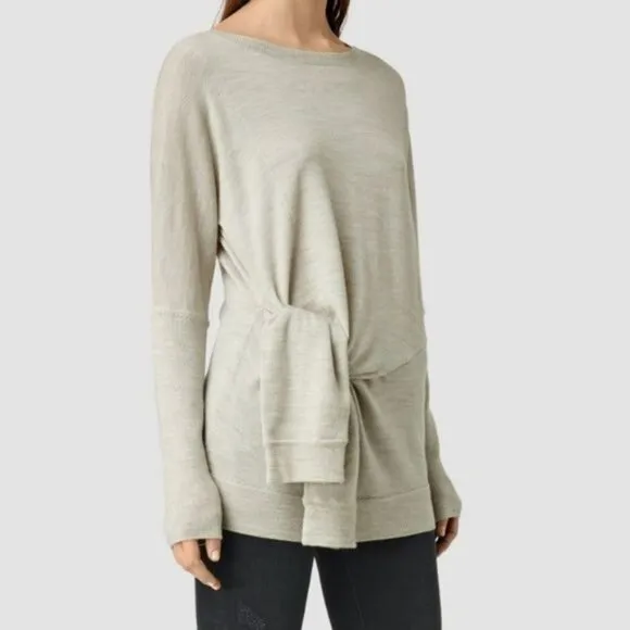 AllSaints Knot Jumper Tie Waist Sweater Wrap Knit