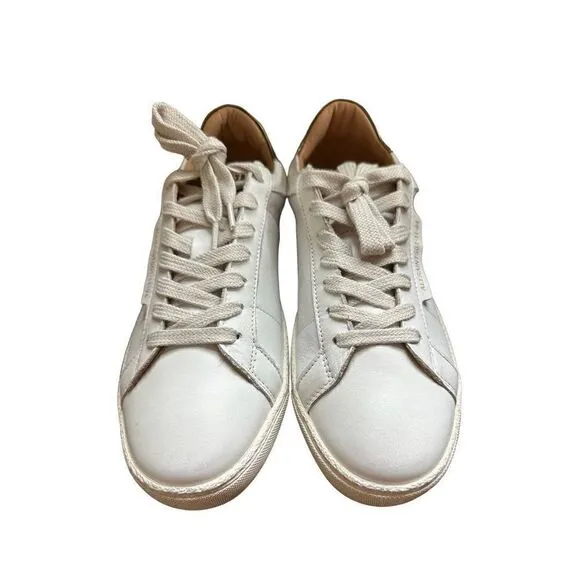 AllSaints Sheer Leather Low Top, Distressed Finished, White/Gold Women Size 8M