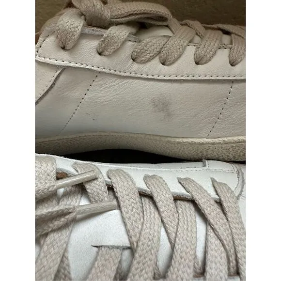 AllSaints Sheer Leather Low Top, Distressed Finished, White/Gold Women Size 8M