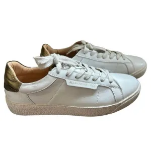 AllSaints Sheer Leather Low Top, Distressed Finished, White/Gold Women Size 8M