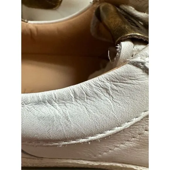 AllSaints Sheer Leather Low Top, Distressed Finished, White/Gold Women Size 8M