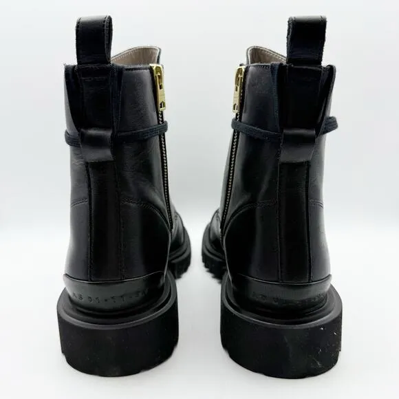 AllSaints Womens Lydia Combat Boots US 10 EU 40 Black Leather Calf-High NIB