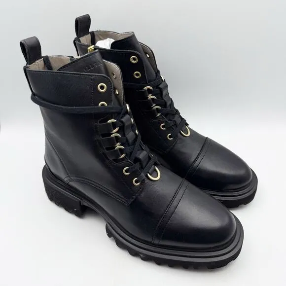 AllSaints Womens Lydia Combat Boots US 10 EU 40 Black Leather Calf-High NIB