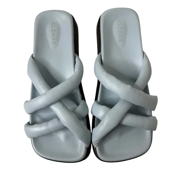 Alohas Slip on Cross Sandal in Baby Blue 42 US 11