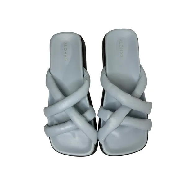 Alohas Slip on Cross Sandal in Baby Blue 42 US 11