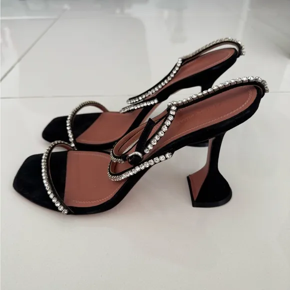 AMINA MUADDI Gilda embellished satin sandals