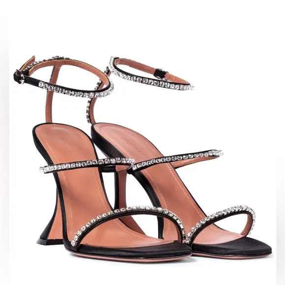 AMINA MUADDI Gilda embellished satin sandals