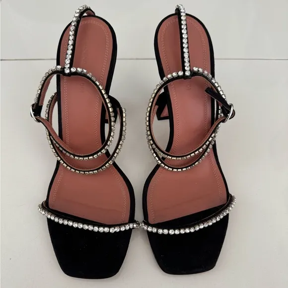 AMINA MUADDI Gilda embellished satin sandals