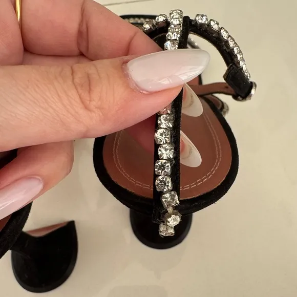 AMINA MUADDI Gilda embellished satin sandals