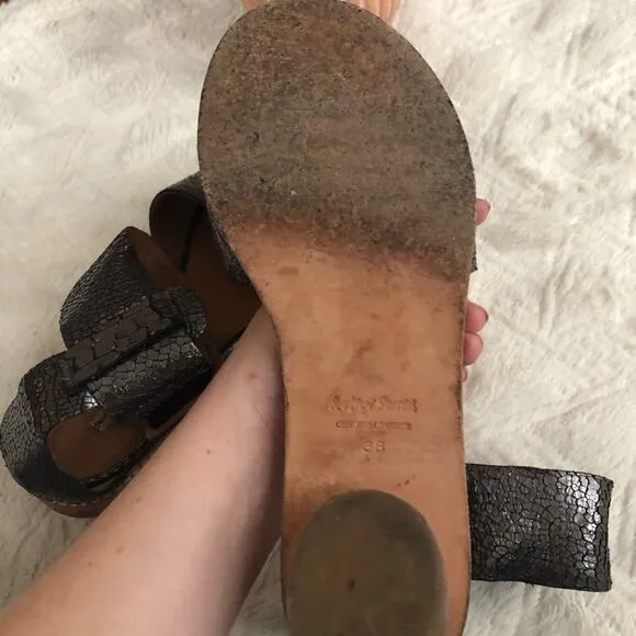 &amp; Other Stories Metallic Leather Velcro Block Heel Sandals