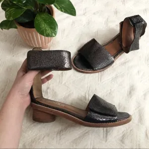 &amp; Other Stories Metallic Leather Velcro Block Heel Sandals