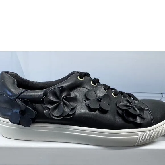 &quot;NANETTE LEPORE&quot; WINSLET, 8, Leather Sneakers, 3-D Flower,Fairy,Low Top