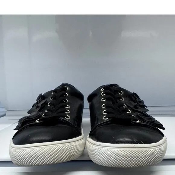 &quot;NANETTE LEPORE&quot; WINSLET, 8, Leather Sneakers, 3-D Flower,Fairy,Low Top