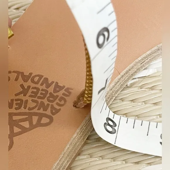 Ancient Greek Sandals Gold Leather Saita Slip On Flat Sandals